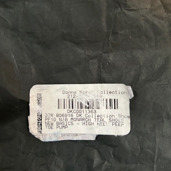 Donna Karan Collection Monarch Teal Green Silk Jacquard Peep Toe Heels Like New - Picture 13 of 15